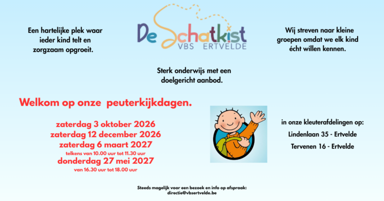 Peuterkijkdag op zaterdag 3 oktober: welkom van 10.00 uur tot 11.30 uur!